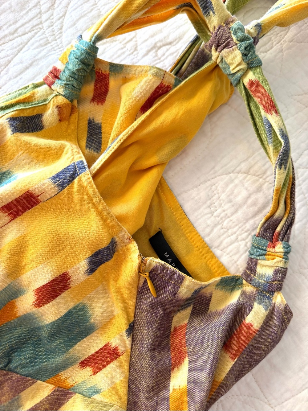 MARC JACOBS Yellow, Green, Autumn Orange 100% Cotton Swing Dress, Tie Back Sz 10 - Picture 15 of 16